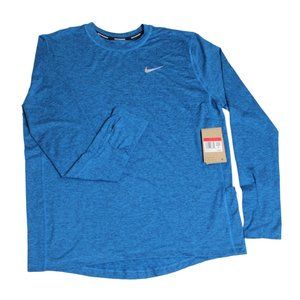 NIKE RUNNING SHIRT WOMEN'S SIZE LARGE LONG SLEEVE  DRI FIT BLUE NWT